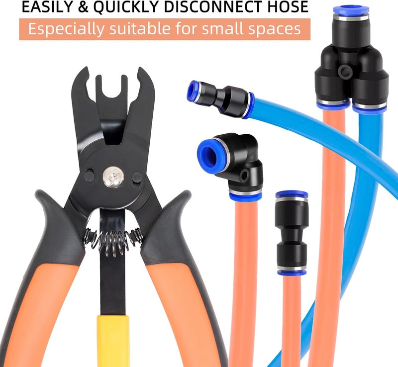 PLATATO Push to Connect Fittings Air Line Disconnect Tool Kit Push Fitting Removal Tool for 1/4”, 5/16”, 3/8”, 1/2” (6mm, 8mm,10mm,12mm) Quick Connect Release Pliers with 15 Pcs Pneumatic Fittings - Image 2